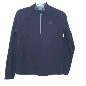 Five for 25  Decathlon blue w lightblue, light fleece pullover with top zipper